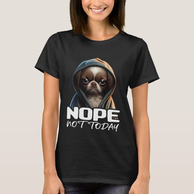 Funny Nope Not Today Dachshund I Lazy Dachshund No T-Shirt (Vorderseite)