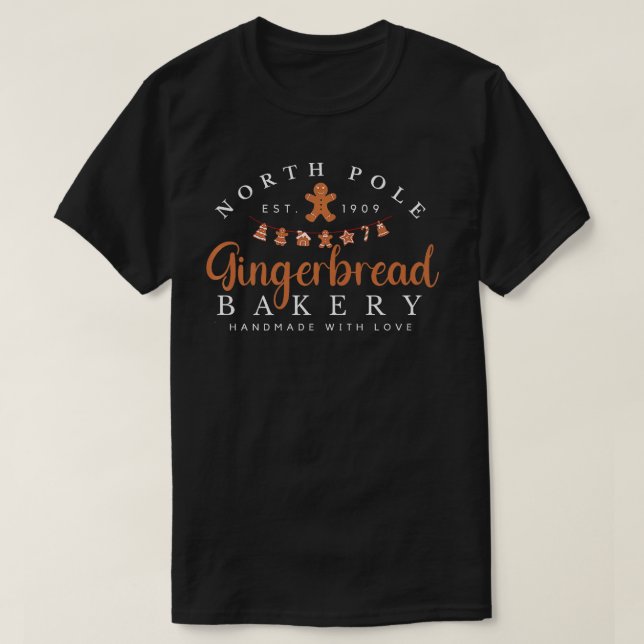 Funny North Pole Gingerbrot Bäckerei Weihnachten H T-Shirt (Design vorne)
