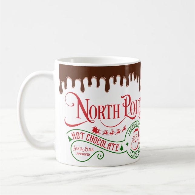 Funny North Pole Heiße Schokolade Weihnachten Kaffeetasse (Links)