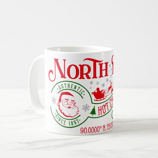 Funny North Pole Heiße Schokolade Weihnachten Kaffeetasse (Vorderseite Links)