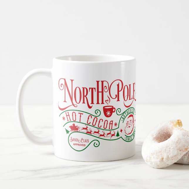 Funny North Pole Heiße Schokolade Weihnachten Kaffeetasse (Mit Donut)