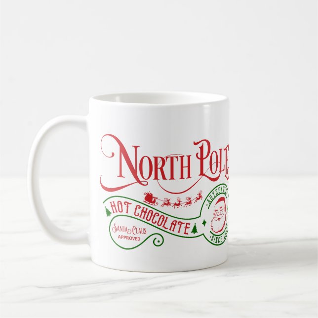 Funny North Pole Heiße Schokolade Weihnachten Kaffeetasse (Links)