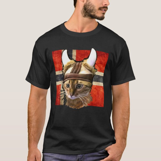Funny Norway Flag Viking Cat   for Men Women T-Shirt (Vorderseite)