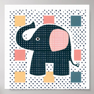 Funny Nose Elephant Kids Animal Poster