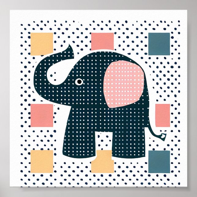 Funny Nose Elephant Kids Animal Poster (Vorne)