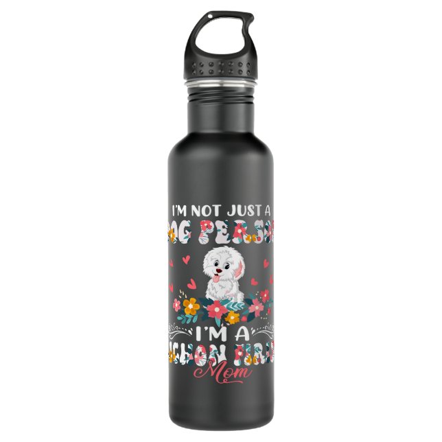 Funny Not a Dog Im A Bichon Frise Mama Floral Dog  Edelstahlflasche (Vorderseite)