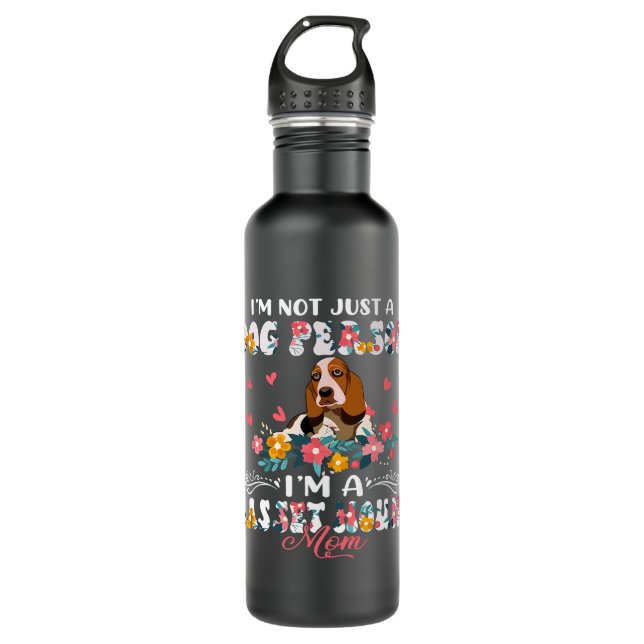 Funny not a dog Im Basset Hound Mama Floral Dog Edelstahlflasche (Vorderseite)
