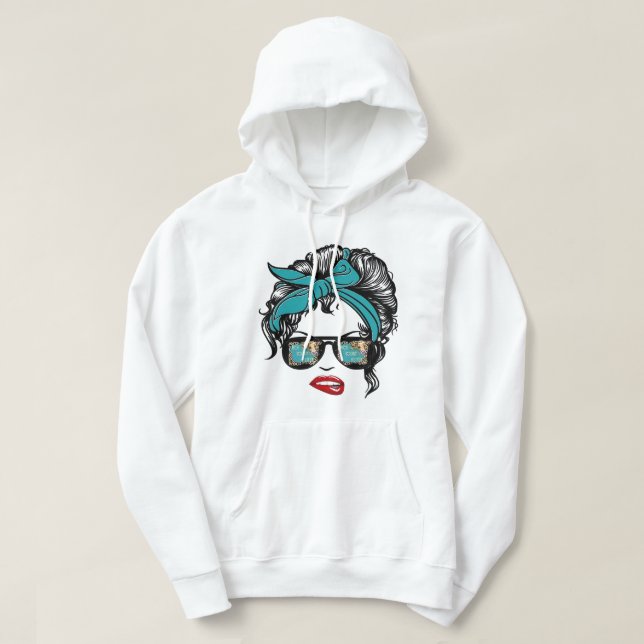 Funny Not Heifer Messy Bun Mama Glasses Farme Hoodie (Design vorne)