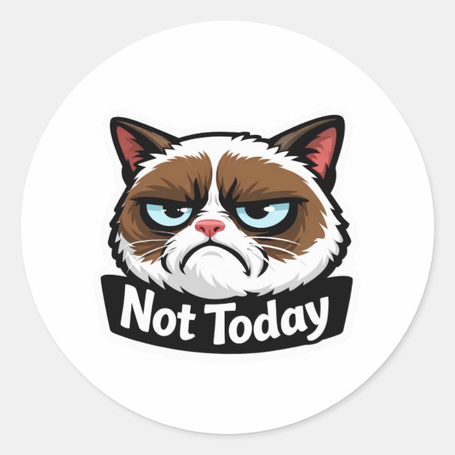  Funny "Not Today" Grumpy Cat Face Sticker (Vorderseite)