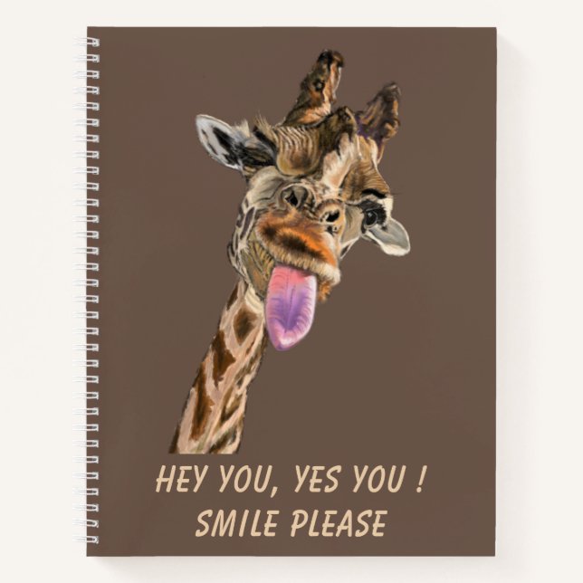 Funny Notebook mit spielerischer Giraffe - Custom  Notizbuch (Vorderseite)