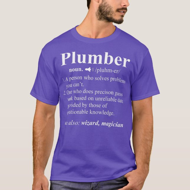 Funny Noun Plumber Definition Plumbing Geschenk T-Shirt (Vorderseite)