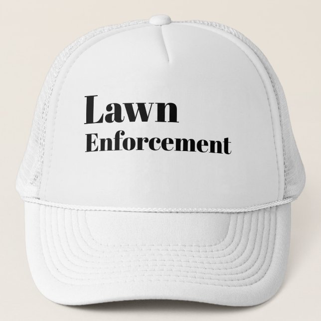 Funny Novelty Baseball LAWN ENFORCE Truckerkappe (Vorderseite)