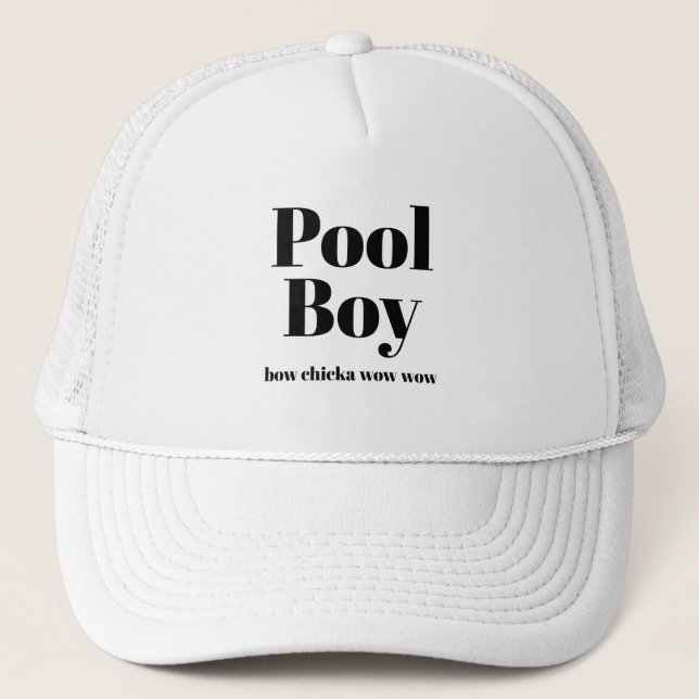Funny Novelty Baseball POOL BOY Boychicka wow Truckerkappe (Vorderseite)