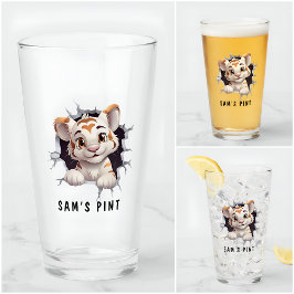 Funny Novelty Cartoon Niedlich Tiger Kurz Name Par Glas