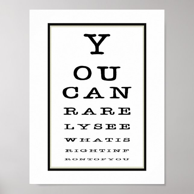 Funny Novelty Eye Test Chart Typografy Poster (Vorne)