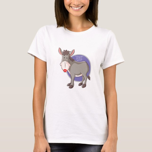 Funny Novelty KISS MY DONKEY Frauenmode T-Shirt (Vorderseite)