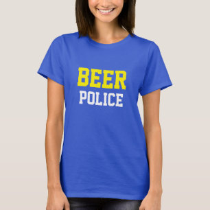 Funny Novelty Uni Style Design BEER POLICE T-Shirt