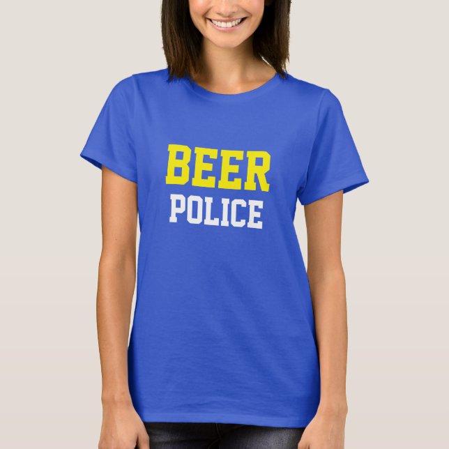 Funny Novelty Uni Style Design BEER POLICE T-Shirt (Vorderseite)