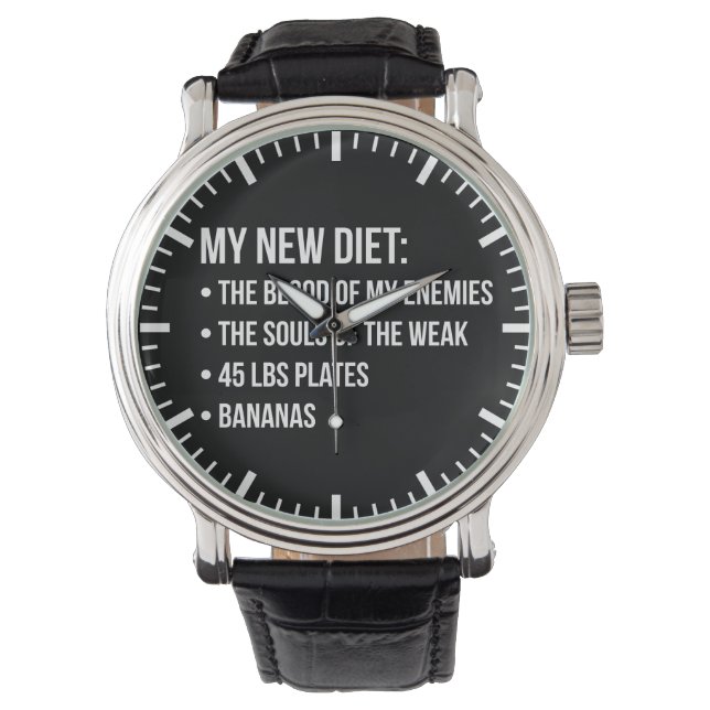 Funny Novelty Workout Spaß - My New Diet - Gym Armbanduhr (Vorderseite)