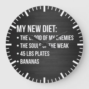 Funny Novelty Workout Spaß - My New Diet - Gym Große Wanduhr