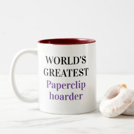 Funny Novelty WORLD'S GRÖSSTE PAPERCLIP HARDER Zweifarbige Tasse