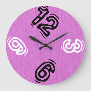 Funny Number with Purple Wood Grain Große Wanduhr