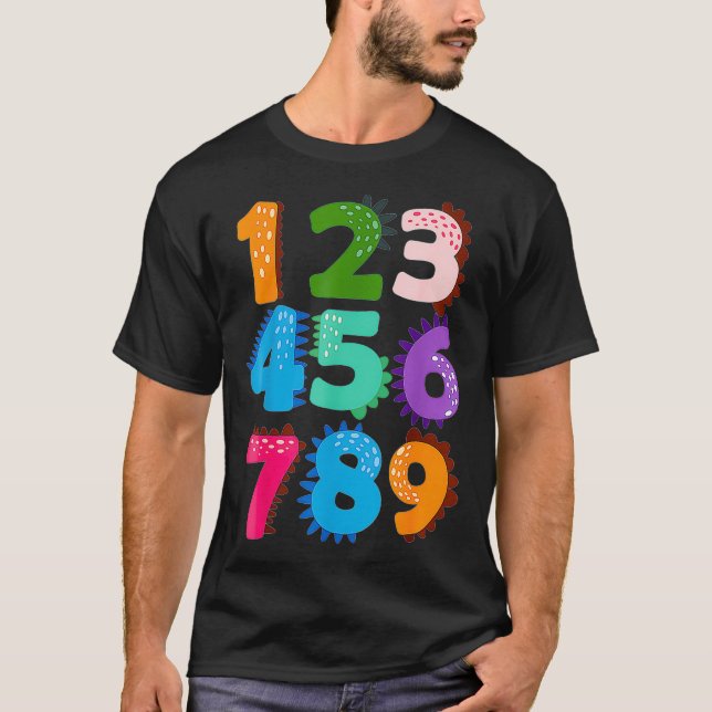 Funny Numbers Match Back to School Educational Din T-Shirt (Vorderseite)