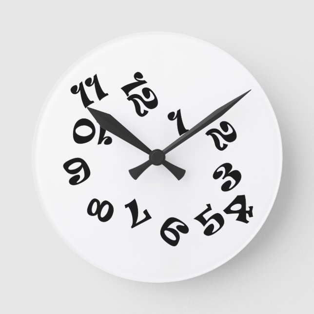 Funny Numbers Wall Clock Runde Wanduhr (Vorderseite)