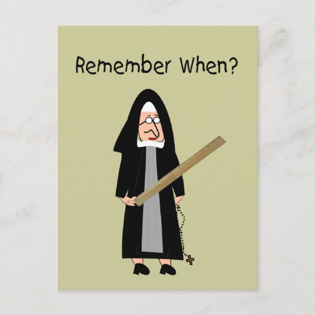 Funny Nun Cards:Nuns Carried Rulers" Postkarte (Vorderseite)