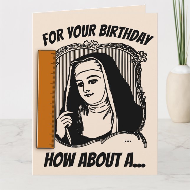 FUNNY NUN CATHOLIC BIRTHDAY GREETING CARD KARTE (Vorderseite)