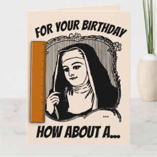 FUNNY NUN CATHOLIC BIRTHDAY GREETING CARD KARTE