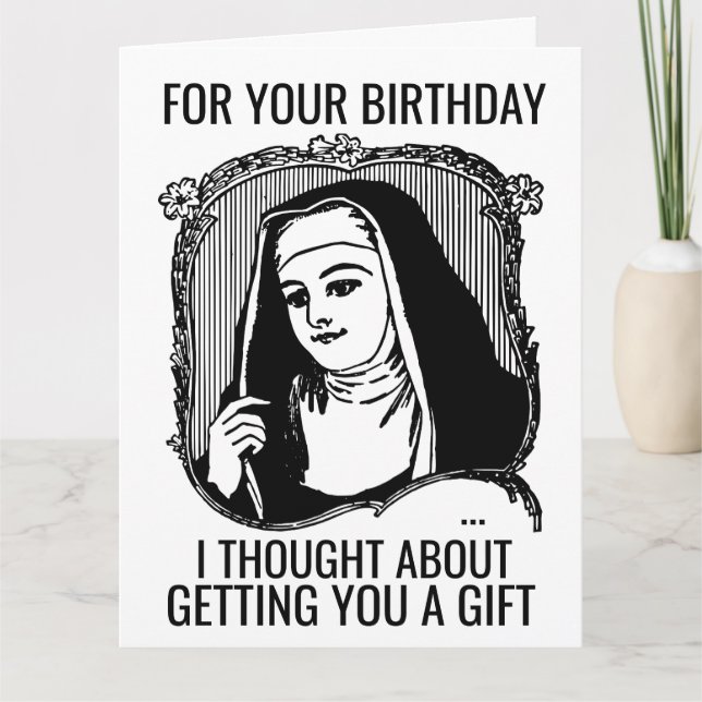 FUNNY NUN CATHOLIC BIRTHDAY GREETING CARD KARTE (Vorderseite)