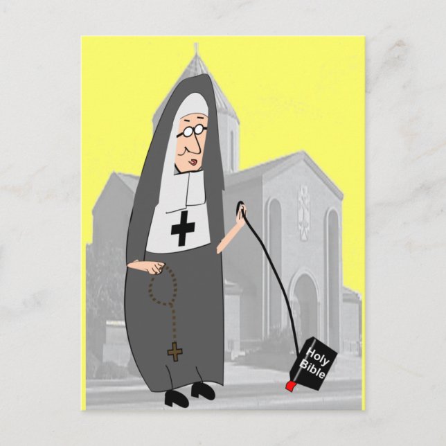 Funny Nun Grußkarten Postkarte (Vorderseite)
