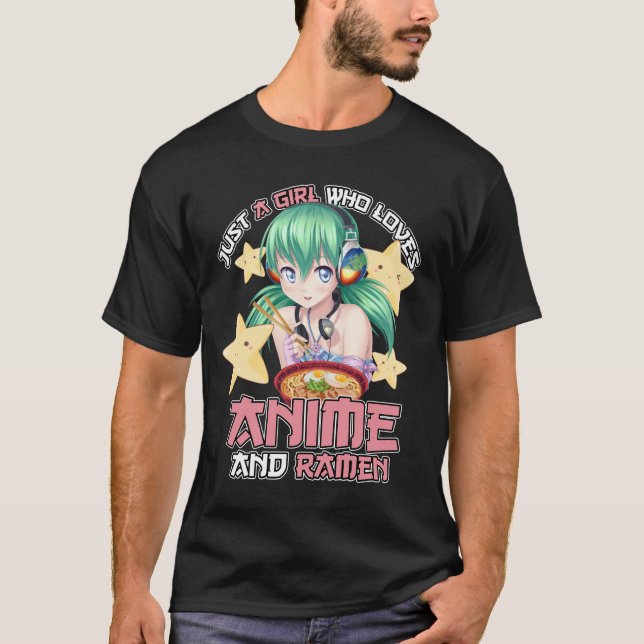 Funny nur ein Mädchen, das Anime und Ramen Japane  T-Shirt (Vorderseite)