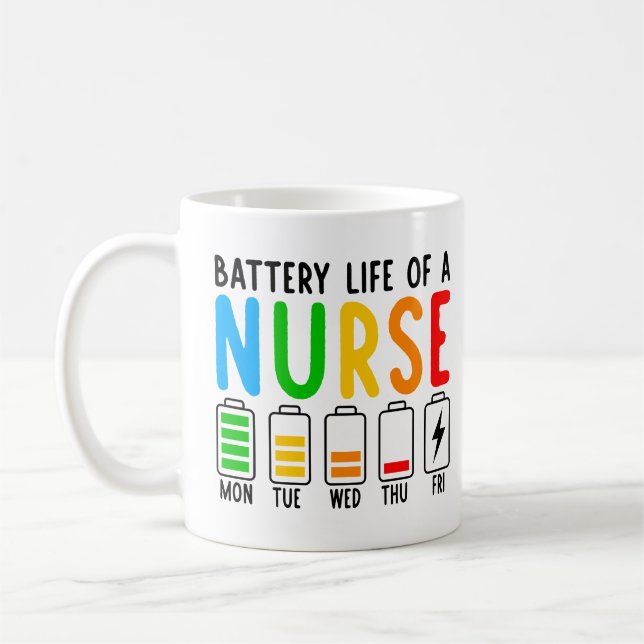 Funny Nurse - Akkulaufzeit eines grafischen Nurse- Kaffeetasse (Links)