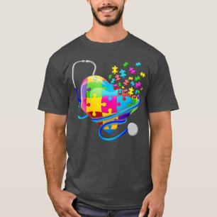Funny Nurse Autism Puzzle Stethoscope Herz (4) T-Shirt