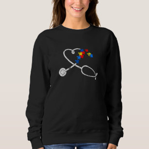 Funny Nurse Autism Puzzle Stethoscope - Herz 9 Sweatshirt