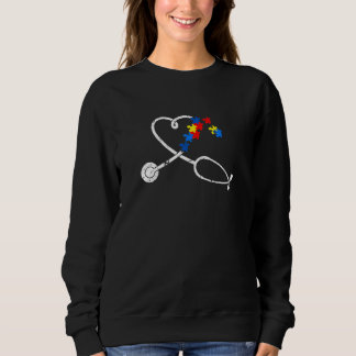 Funny Nurse Autism Puzzle Stethoscope - Herz 9 Sweatshirt