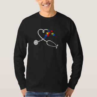 Funny Nurse Autism Puzzle Stethoscope - Herz 9 T-Shirt