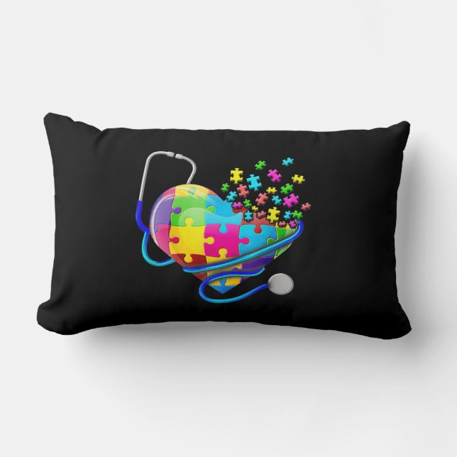 Funny Nurse Autism Puzzle Stethoscope Herz T-Shir Lendenkissen (Vorderseite)