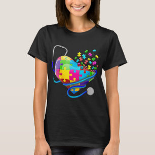 Funny Nurse Autism Puzzle Stethoscope Herz T-Shir T-Shirt