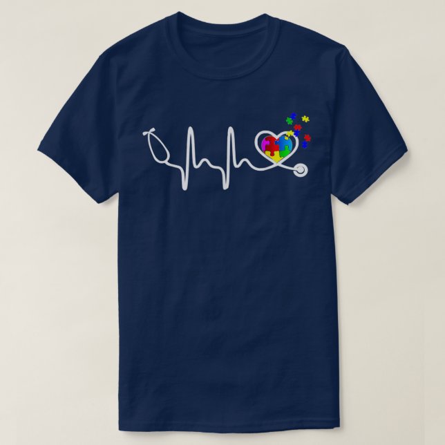 Funny Nurse Autism Puzzle Stethoscope Herz T-Shirt (Design vorne)