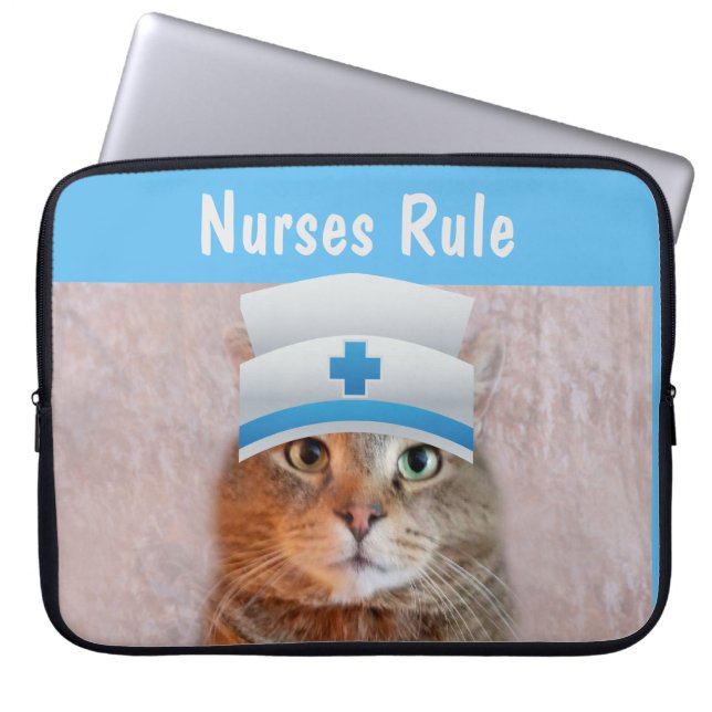 Funny Nurse Cat Laptopschutzhülle (Vorderseite)