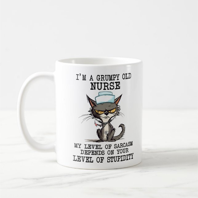 Funny Nurse Cat Sprichwort Kaffeetasse (Links)