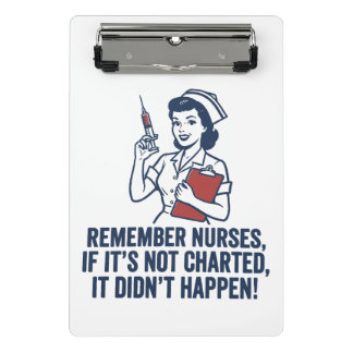 Funny Nurse Charting Quote Vintage Retro Nursing  Mini Klemmbrett