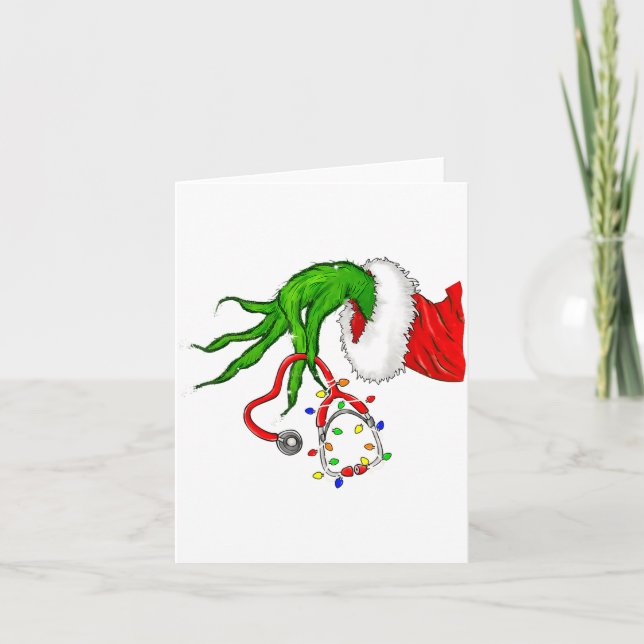 Funny Nurse Christmas Stethoscope Nurses Xmas Ligh Karte (Vorderseite)