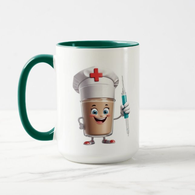 Funny Nurse Coffee Mug - Cartoon Cup with Syringe Tasse (Links)