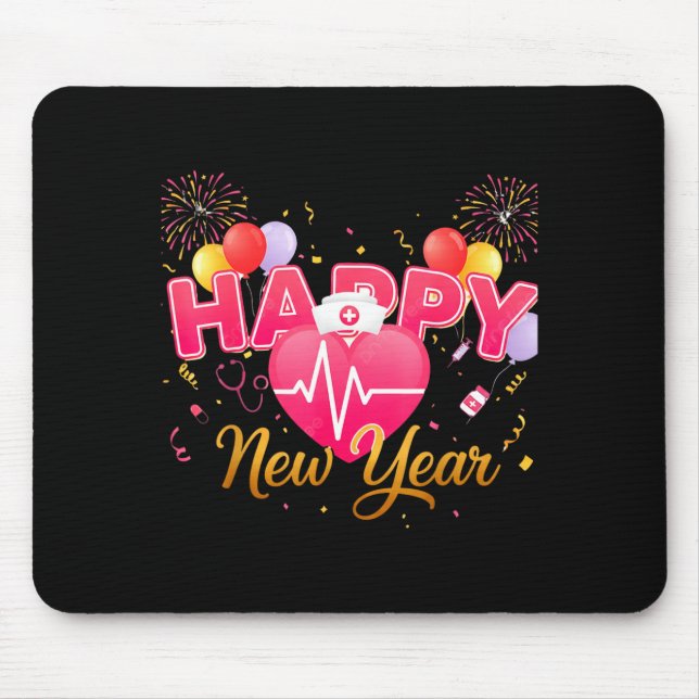Funny Nurse Crew Heartbeat New Years Eve Party 202 Mousepad (Vorne)