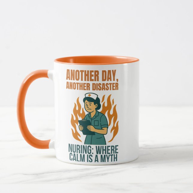 Funny Nurse Desaster Shirt - Flaming Chart Nurse Tasse (Links)