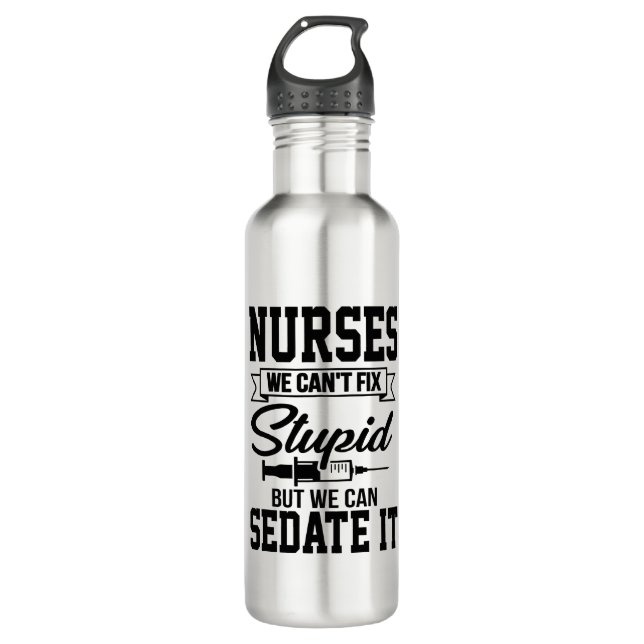 Funny Nurse dumme Wortart Edelstahlflasche (Vorderseite)